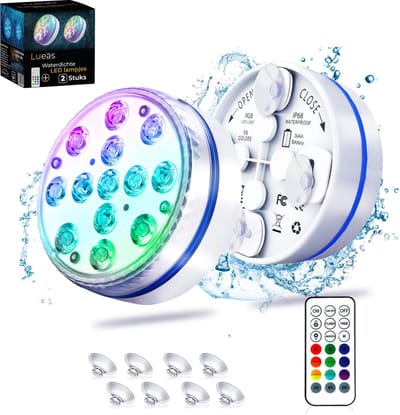 Lueas® Draadloze LED zwembad verlichting op batterij - RGB - Dimbaar