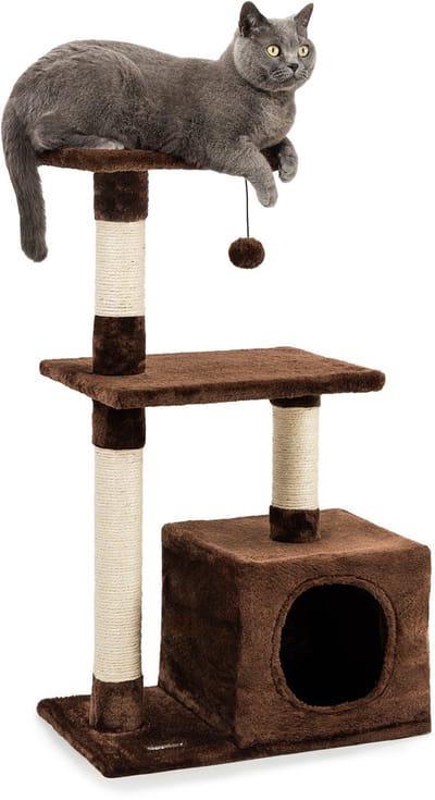 lionto kattenkrabpaal 85 cm, ruimtebesparend & met sisalstammen, bruin