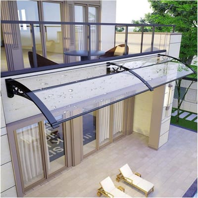 Deurluifel Polycarbonaat - Regenkap Raam - Entree Beschermen - Gebogen Ontwerp - 60 cm Diep - Transparant