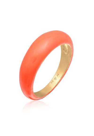 Elli - Ring - Dames Band Stapel met Email Oranje in 925 Sterling Zilver Verguld - Dames