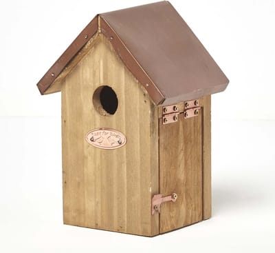 Homescapes vogelhuisje van echt hout met koperen dak