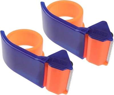 2-stuks tape dispenser - met snij- en sluitapparaat - handmatige sluiter - dozensluit- en verpakkingsapparaat - met vaste voet - sluitapparaat - eenvoudig snijden en sluiten van dozen - tape dispenser - geschikt voor verpakking - oranje-blauw