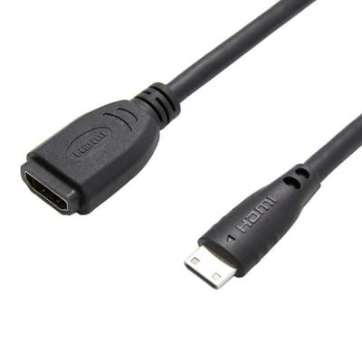 Value 12.99.3120 HDMI-kabel HDMI Verlengkabel HDMI-mini-C-stekker, HDMI-A-bus 0.15 m Zwart