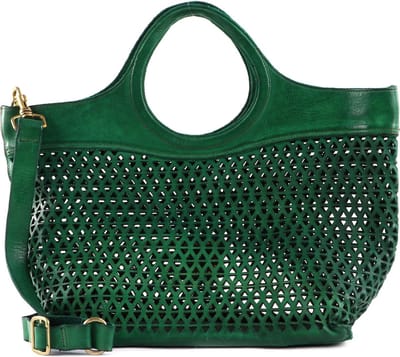 CAMPOMAGGI Leren Shopper Schoudertas Shopping Bag Prato Groene
