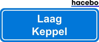 Hacebo - Plaatsnaam Sticker - 29x10 CM - Laag Keppel sticker - Verkeersborden sticker - grappige cadeaus - Laag Keppel