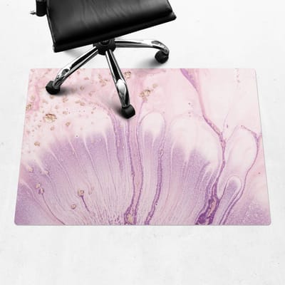 Wallfluent - Vloerbeschermer Marmeren Bloemenpatroon - 100x70 cm - Roze Vloerbeschermer Bureaustoelmat - Rechthoekig - Mótif Vloerbeschermer-Stoel Mat-Werkplekdecoraties - Organisch marmerpatroon