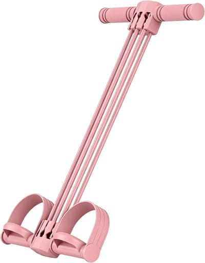 Yoga Pedaal Trekker - Rektouw Handvat - Thuis Sporten - Instelbare Weerstand - 6 Buizen - Roze