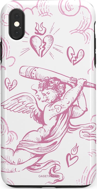 Casetastic Hoesje Geschikt voor Apple iPhone Xs Max - Stijlvolle Beschermende Duo-layer Case - Engel Roze Liefde