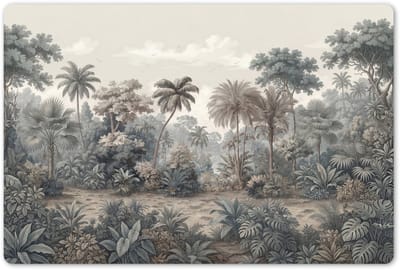 Placemats 45x30 cm - Placemat kunststof - 1 stuk - Tropisch - Landschap - Illustratie - Borden onderleggers - Decoratie voor op tafel - Keuken tafeldecoratie accessoires - Vinyl onderlegger - Tafelversiering