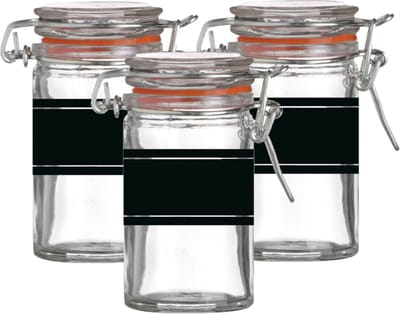 Weckpotje/inmaakpotje - 4x - 70 ml - glas - met beugelsluiting - incl. etiketten