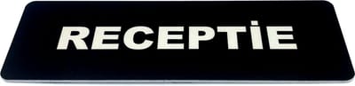 Deurbordje met tekst Receptie - 150 x 50 mm (incl. dubbelzijdige tape) - zwart / wit | Geborstelde RVS-look toplaag | Gratis Verzending