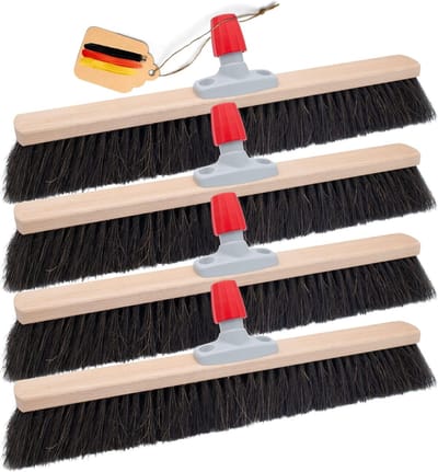 4x bezems natuurhaar 40 cm bezemkop I zonder steel I paardenhaar zwart I bezem voor binnen I garde universele bezem huisbezem binnen