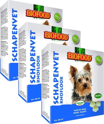 Bf Schapenvet Mini 80 stuks - Hondensnacks - 3 x Knoflook&Schapenvet