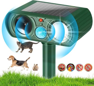 Ultrasoon Kattenafweermiddel op Zonne-energie met Bewegingssensor voor Tuinen - Waterdichte Dierenafschrikker voor Buitengebruik
