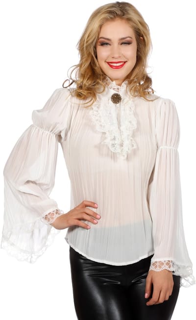Piraten / Gothic Blouse Wit Wijde Mouw Vrouw