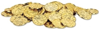 Gouden piraten schatkist munten - plastic - 300x stuks - speelgoed - decoratie