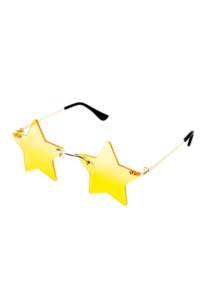 KIMU® Sterren Zonnebril - Goud Montuur - Gele Ster Glazen - Gouden Sterretjes Bril Geel Fout Festival