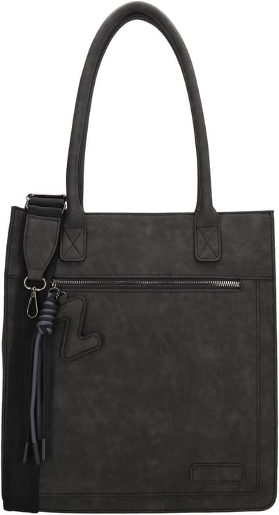 Zebra Trends Rosalyn Shopper Dames - Schoudertas met verstelbare en afneembare schouderband - Handtas van Imitatieleder met ritssluiting - Zwart