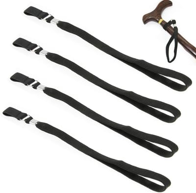 Wandelstok polsbanden - 4 stuks - 25 cm - Vervangende elastische lussen voor wandelstok polsbanden - Antislip handgrepen - Geschikt voor opvouwbare wandelstokken, wandelstokken en wandelstokken met één uiteinde - Zwart