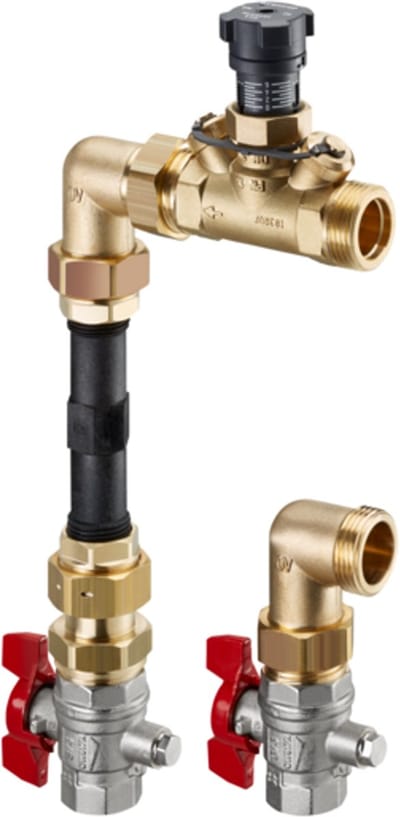 OVENTROP Warmtemeteraansluitset voor Multidis SF en Regudis W-HTE met Hycocon VTZ DN 20, hoekvorm, kogelkranen DN 25, 1404580