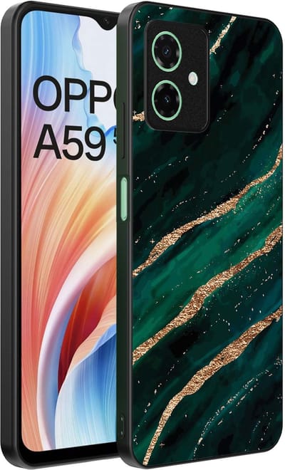 Smartphonica Telefoonhoesje Geschikt voor Oppo A59 met marmer opdruk - TPU backcover case marble design - Groen Goud geschikt voor Oppo A59