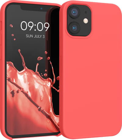 kwmobile telefoonhoesje geschikt voor Apple iPhone 12 mini - Hoesje met siliconen coating - Smartphone case in neon koraal