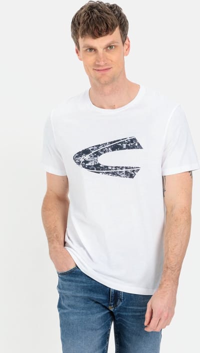 camel active T-shirt met print van duurzame organic cotton - Maat menswear-M - Wit