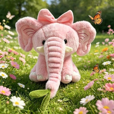 23cm Schattige Nieuwe Kroon Grijze Olifant Pluche Speelgoed Film Knuffels Roze Strik Vrouwelijke Olifant Poppen Kinderen Speelgoed Meisjes Verjaardagscadeaus 23cm
