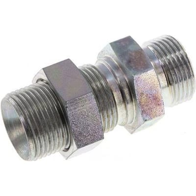 G 3/4'' Verzinkt Stalen Schotdoorvoer Borstnippel 325 Bar - Hydrauliek - FL2S-M-EZ-034G-BI