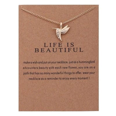 Bixorp Luck Geluksketting met Kolibrie Vogel Goudkleurig - Afscheidscadeau - Cadeau voor Haar / Dames / Vriendin / Mama / Vrouwen - Ketting met Hummingbird Hanger