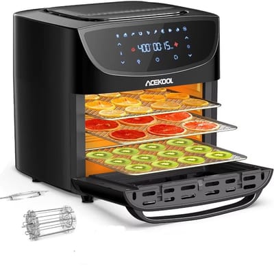 DIMICO - Airfryer 18L - 10 in 1 Heteluchtfriteuse met Touchscreen - 1800W XL Air Fryer Broodrooster - Digitale Convectie Oven