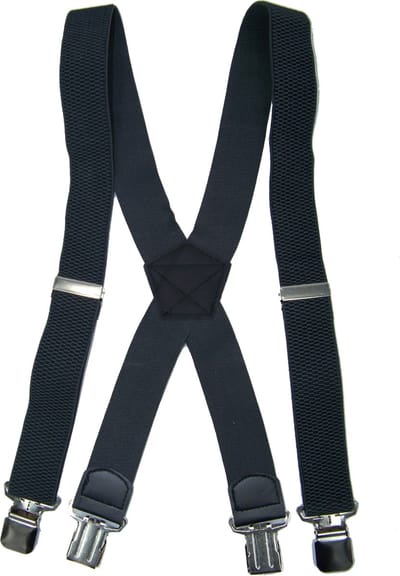 Flores Lederwaren - Heren - Dames Bretels – 4 brede stalen clips bretel - Unisex volwassenen -Motorrijders – Spijkerbroek – Beroepskleding – Skikleding – Kleur: Grijs.