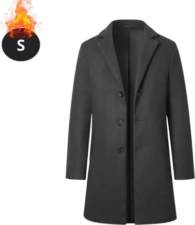 Livano Winterjas - Trenchcoat - Heren - Winter - Herfstjas - Volwassen - Stijlvol - Knopen - Donkergrijs - S