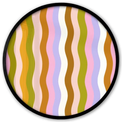 Poster in lijst Rond - Fotolijst 40x40 cm - Posters - lijnen - Golven - Pastelkleuren - Patroon - Ronde posterlijst zwart - Decoratie - Wanddecoratie woonkamer - Muurdecoratie slaapkamer