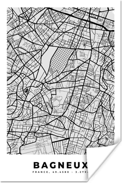 Poster Bagneux – Plattegrond - Frankrijk – Kaart – Stadskaart - 120x180 cm XXL