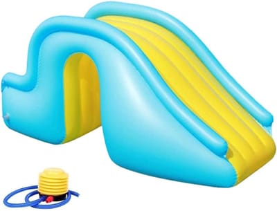 Opblaasbare waterglijbaan - Waterspeelgoed zwembad - Zomerpret buiten - Inclusief luchtpomp - 158 x 79 x 62 cm - Hemelsblauw