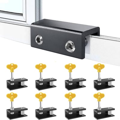 8x Raam slot - Schuifraamslot Met sleutel - Schuifdeurblokkering - Window lock - Beveiliging - raam - Kinderslot - Schuifraam - Deurslot - Slot - Binnenhuis - Houd uw huis veilig - Verstelbaar raamslot - Geschikt voor schuifdeuren en ramen - 60MM
