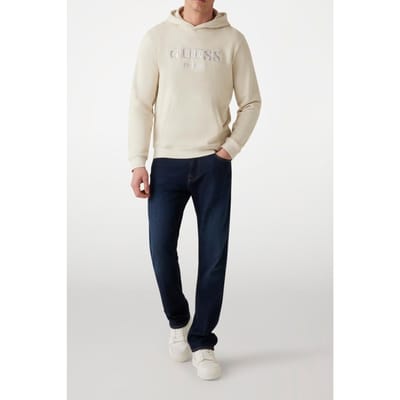 GUESS Beau Hoodie Sweatshi Resort Sand Maat: S | Sweaters Outlet | Heren | Beige
