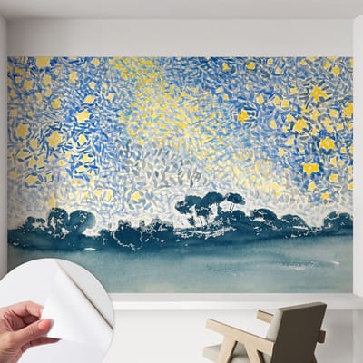 Coloray Zelfklevend Behang - Sterabstractie Zelfklevend fotobehang - 152x104 cm - Blauw Zelfklevend Behang - Voor de woonkamer, slaapkamer en kantoor - Plakklare achterzijde - Stickerbehang op rol