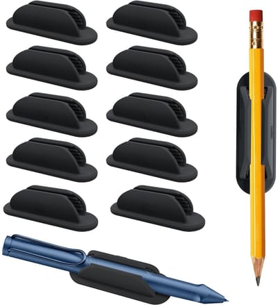 Penhouder - 10-pack Zelfklevende potloodhouder - Bureaupotloodhouder - Zwart - Potloodhouder met zelfklevende achterkant - Enkele penhouder voor bureaus, tafels en muren in het klaslokaal