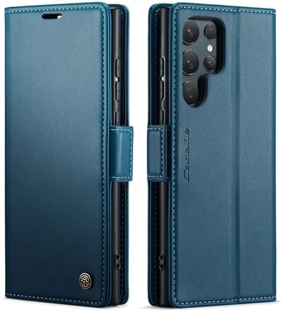 Hoesje geschikt voor Samsung Galaxy S25 Ultra - CASEME Litchi Texture Book Wallet Case - Blauw
