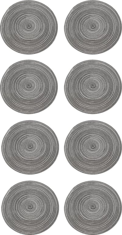 Krumble Placemat rond - Placemats - Onderleggers - Onderzetters - Tafelaccessoires - Set van 8 - Diameter 36 cm - Zilver/grijs