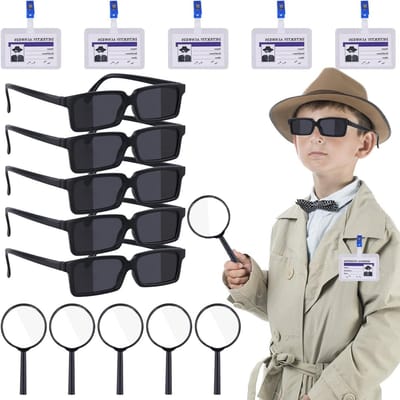 Allecto - Geheim Agent Speelgoed - Detectivespel - Verkleedaccessoires - Detective Set - Verjaardagsfeestje - Speurtocht - Geschikt voor Kinderen - Blauw - Spionnen Thema: 15-delige Spionnenset met Vergrootglas en Naamplaatje