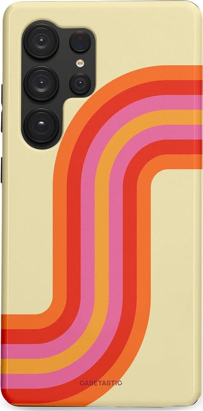 Casetastic hoesje geschikt voor Samsung Galaxy S25 Ultra - Dubbellaagse bescherming - Retro bocht - Fashion Case - Zand Rood Oranje Roze