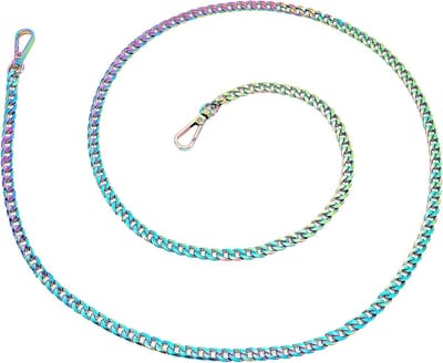 Kleurrijke metalen handtas kettingriemen, 1 cm schouderband voor crossbody tas, DIY regenboog ijzeren platte ketting accessoires voor clutch en schoudertas, 0,8 cm breed