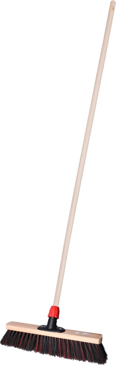 Brumag Straatbezem Elaston voor buiten tegels - Harde bezemkop 40 cm breed - Houten steel 139 cm