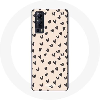 Hoesje - Vivo - Y72 - Flexibel - Abstract - Zwarte Harten zwart