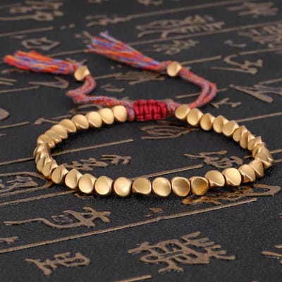 Handgemaakte Tibetaans Boeddhistische Armbanden Op Handgevlochten Koperen Kralen Geluks Touw Armband & Armbanden Voor Vrouwen Mannen Dropshiping brown
