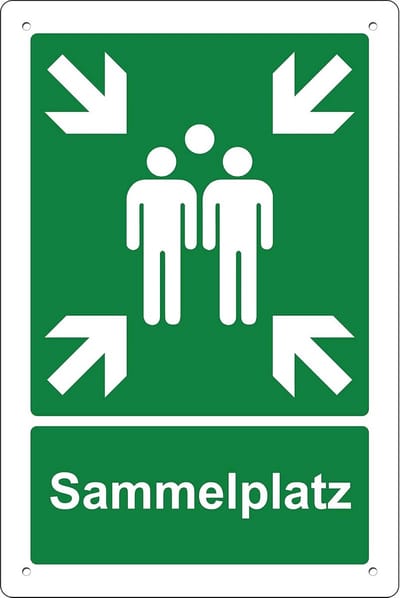Brandwerend Verzamelplaats Schild - 3mm Aluminium Bord 20x30 cm