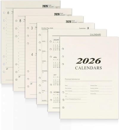 Weekly Planner 2026 - Inlay Sheet - A5 - 6 Holes - 176 Pages - Kalender Navulling 2026 - Januari 2026 tot December 2026 - 139 x 206 mm - Navullingspapier voor Planners - Dagboeken - DIY Projecten